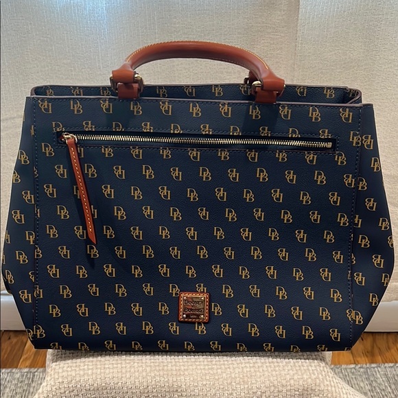 Dooney & Bourke Gretta Navy Tote in Coated Canvas